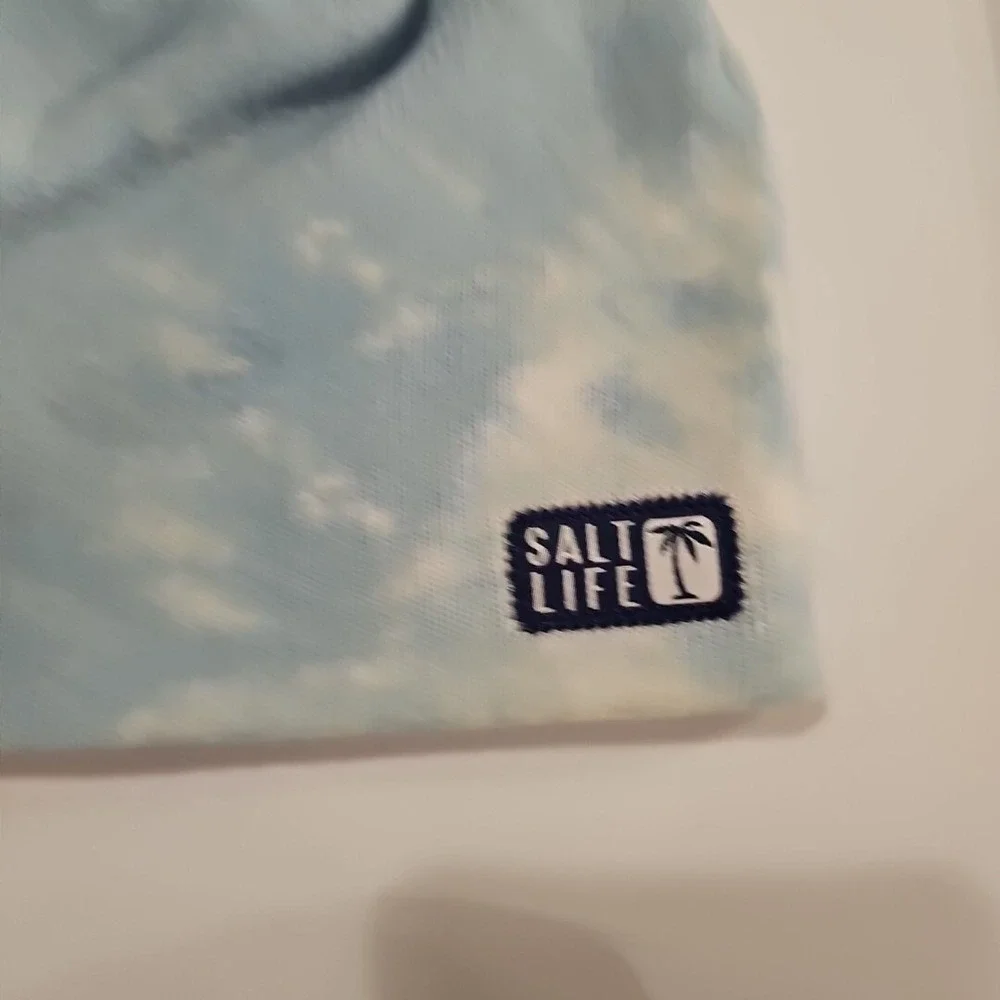Salt Life Girls Sky Blue Tie-Dye Cloud‎ Beanie Hat Knit Cap Fits Most One Size